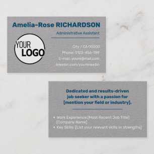 Carte De Visite Logo classique Recherche d'emploi Modèle Gris papi
