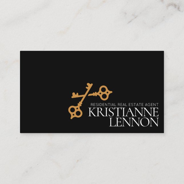 Carte De Visite Logo clé Moderne Immobilier ou agent de location (Dos)