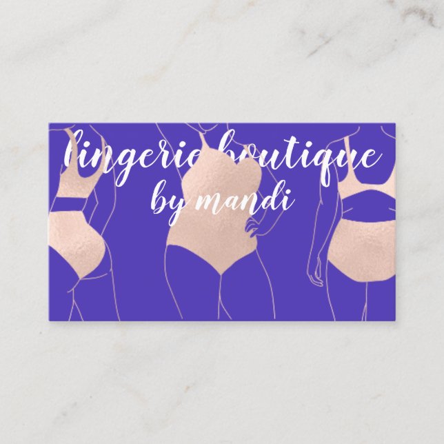 Carte De Visite Logo Code QR Bikini Sous-vêtements Rose bleu (Devant)