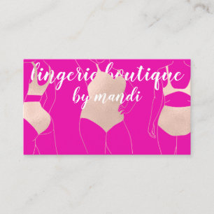 Carte De Visite Logo Code QR Bikini Sous-vêtements Rose rose