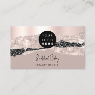 Carte De Visite Logo Code QR Coiffeur maquillage Rose attaque