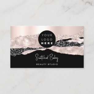 Carte De Visite Logo Code QR Coiffeur maquillage Rose Glam