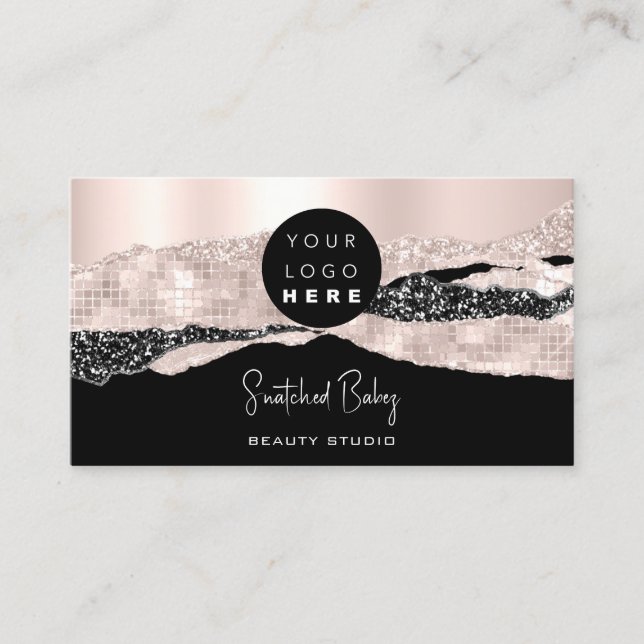 Carte De Visite Logo Code QR Coiffeur maquillage Rose Glam (Devant)