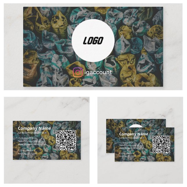 Carte De Visite Logo Code QR de benne de déblaiement (Junk Removal Dumpster QR Code Logo Business Card
)