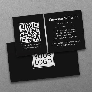 Carte De Visite Logo code QR gris argenté diviseur noir