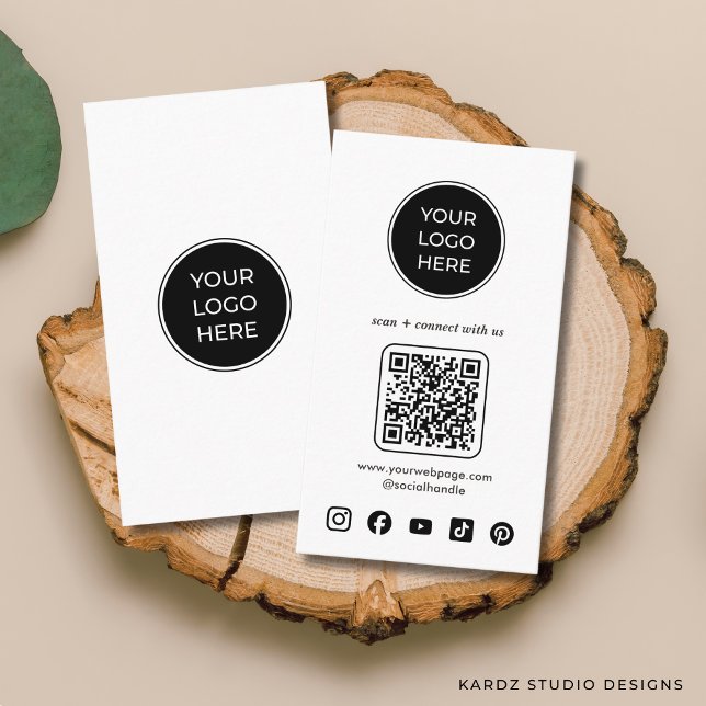 Carte De Visite Logo Code QR Icônes personnalisées Médias sociaux (Add your logo and custom social media icons. Enter URL to create QR code.)