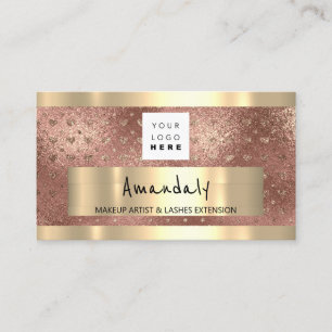 Carte De Visite Logo CODE QR Logo Parties scintillant rose