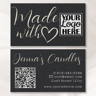 Carte De Visite Logo Code QR Papier Kraft simple fait avec amour