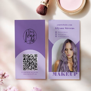 Carte De Visite Logo code QR photo maquillage arc moderne violet