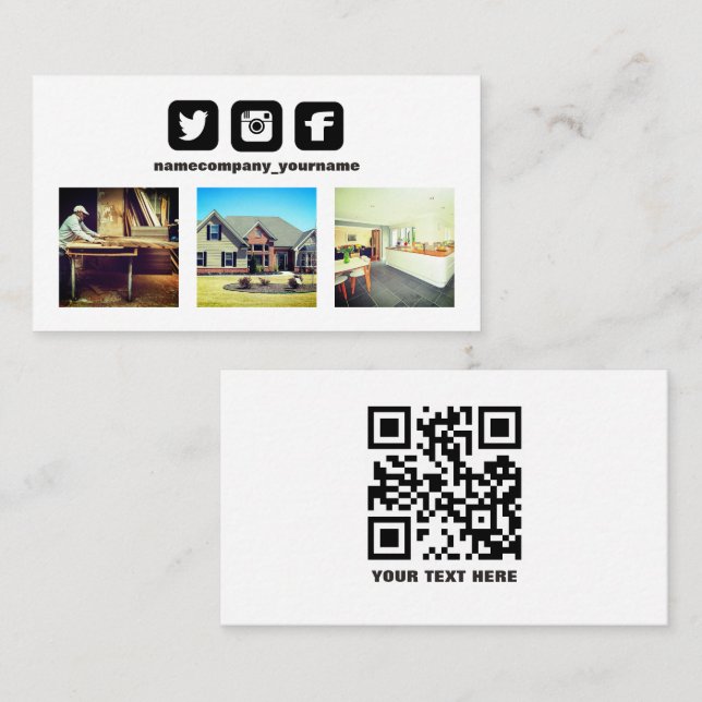 Carte De Visite Logo code QR photo médias sociaux icônes Business  (Devant / Derrière)