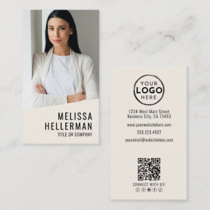 Carte De Visite Logo Code QR Photo Professionnel Vertical
