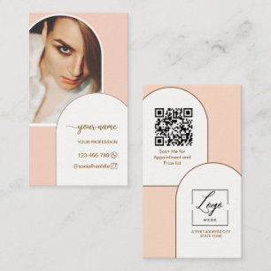 Carte De Visite Logo code QR photo rose moderne script