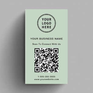 Carte De Visite Logo Code QR Promotionnel Moderne Sage