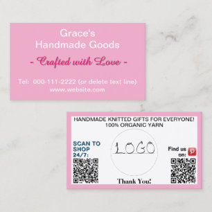 Carte De Visite Logo Codes QR Blanc Rose 3,5 x 2,0