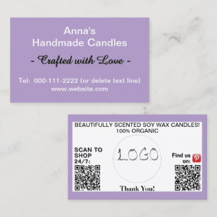 Carte De Visite Logo Codes QR Blanc Violet 3,5 x 2,0