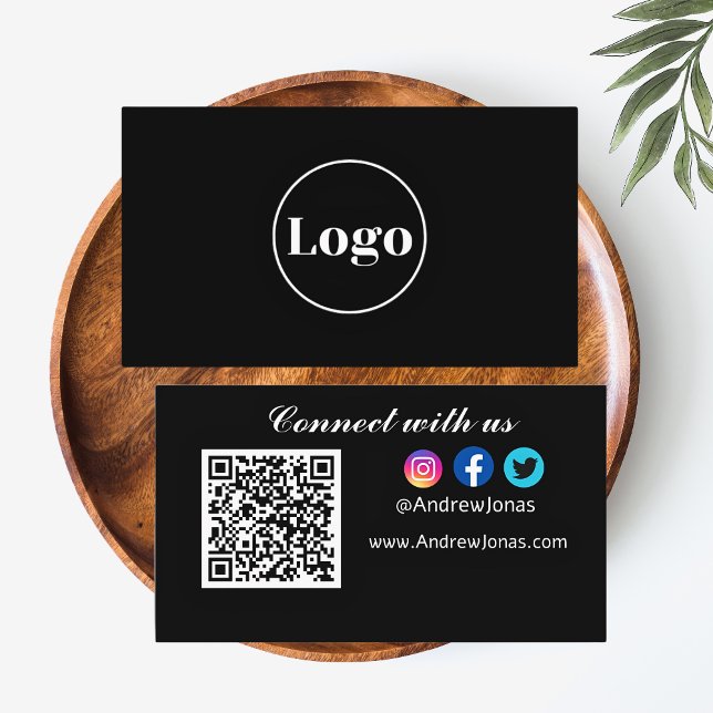 Carte De Visite Logo Connectez-vous avec nous ! Médias sociaux Qr  (Créateur téléchargé)
