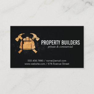 Carte De Visite Logo Construction Bois Casque Marteaux