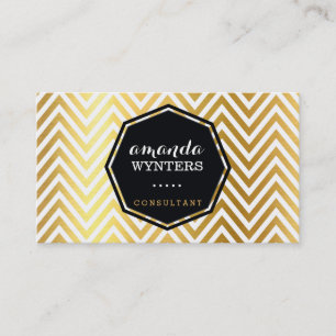 Carte De Visite LOGO cool chevron motif feuille d'or badge octagon