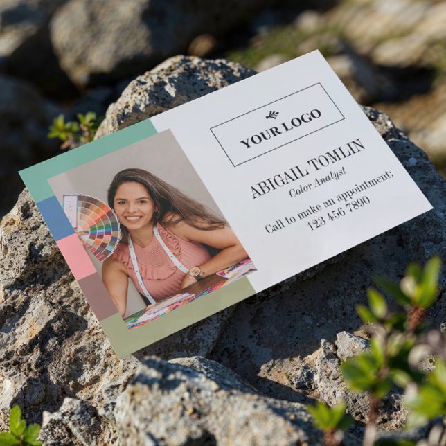 Carte De Visite Logo Couleurs Chaudes Muet Photo personnelle (Créateur téléchargé)