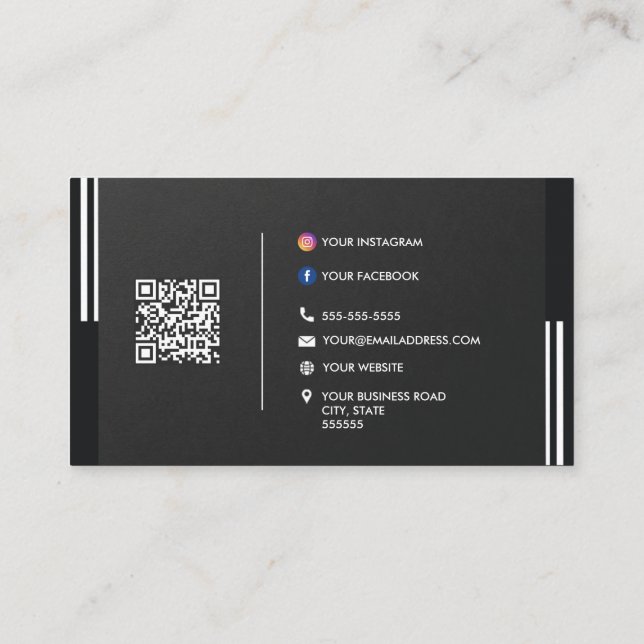 Carte De Visite Logo Créatif Professionnel Réseaux sociaux Code Qr (Dos)