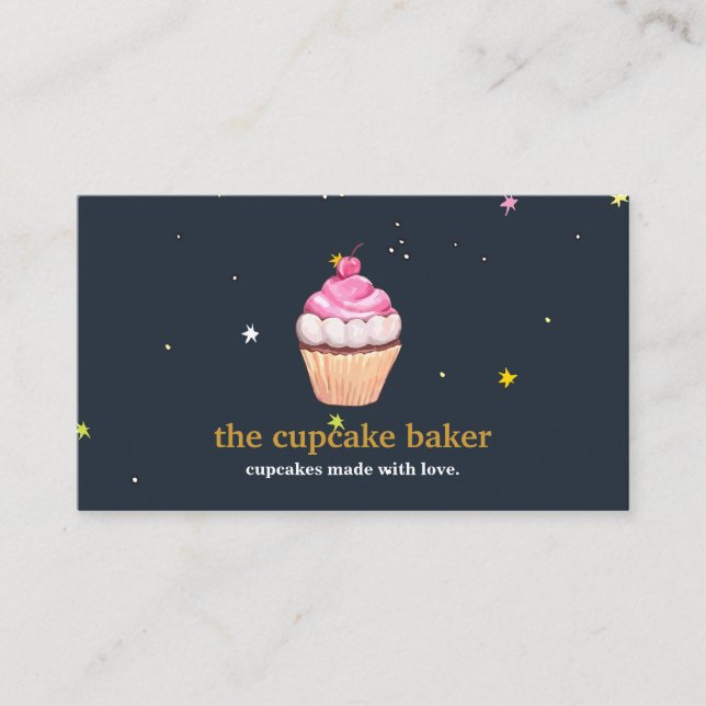 Carte De Visite Logo Cupcake Moderne Boulangerie Chef Cuisine Conf (Devant)