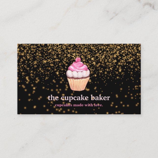 Carte De Visite Logo Cupcake Moderne Boulangerie Chef Cuisine Conf (Devant)