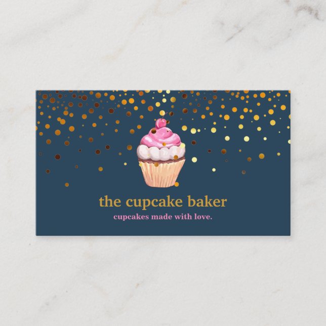 Carte De Visite Logo Cupcake Moderne Boulangerie Chef Cuisine Conf (Devant)