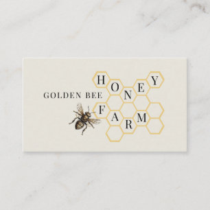 Carte De Visite Logo d'abeille dorée vintage apiculteur