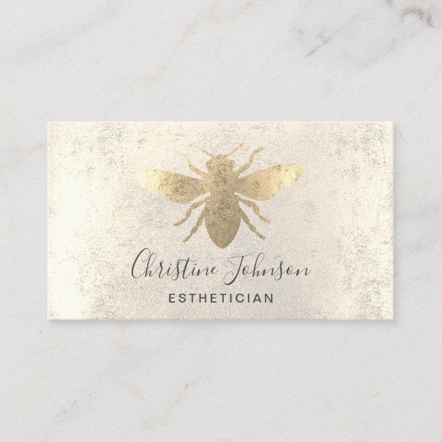 Carte De Visite Logo d'abeille en feuille d'or FAUX (Devant)