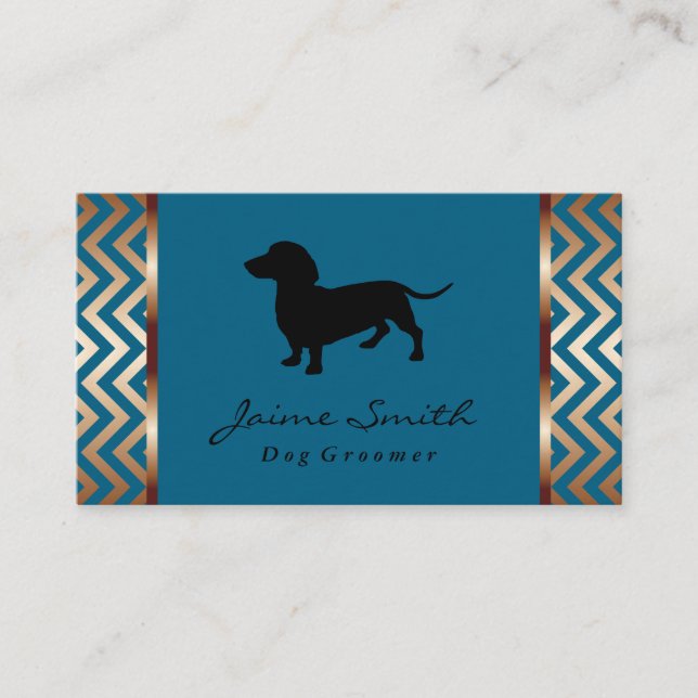 Carte De Visite Logo Dachshund | Chien Groomer (Devant)