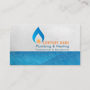 Carte De Visite Logo d'affaires de tuyauterie et de chauffage