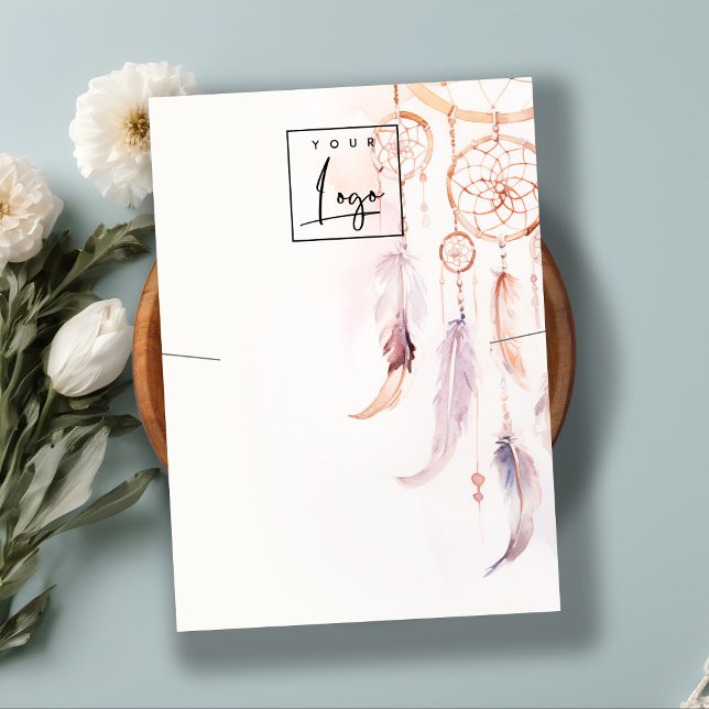 Carte De Visite Logo d'affichage du collier d'aquarelle Boho Dream (Créateur téléchargé)