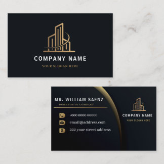 Carte De Visite Logo d'agent immobilier or professionnel