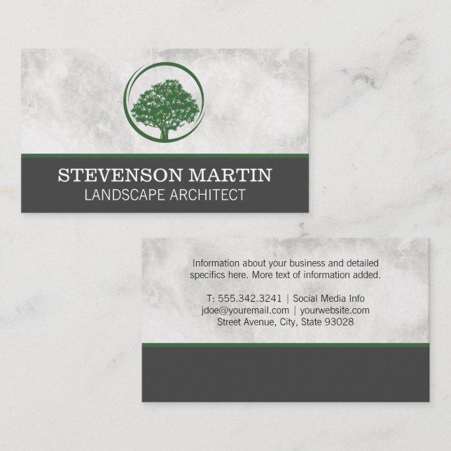 Carte De Visite Logo d'aménagement paysager de l'arbre vert (Devant / Derrière)
