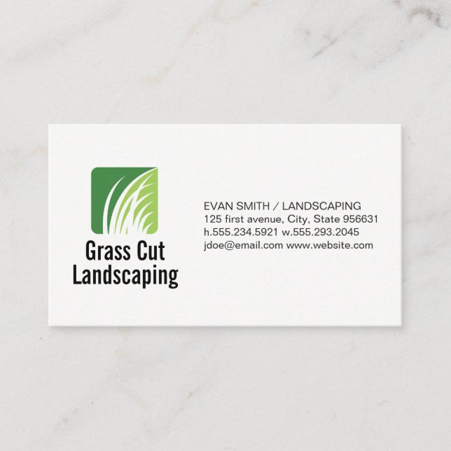 Carte De Visite Logo d'aménagement paysager en herbe (Devant)