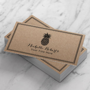 Carte De Visite Logo d'ananas minimaliste rustique Kraft