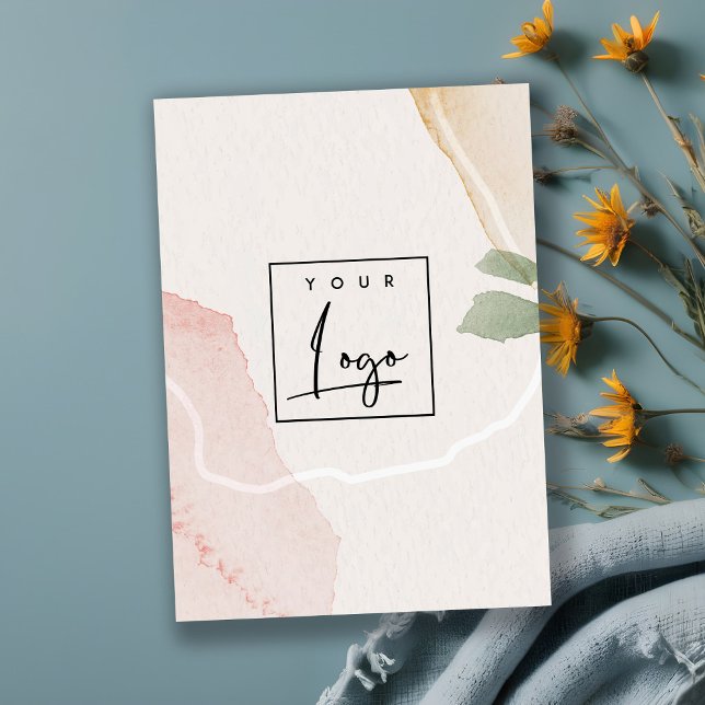 Carte De Visite Logo d'aquarelle couleur verte rose-terre Abstrait (Créateur téléchargé)