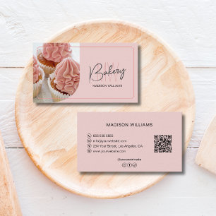 Carte De Visite Logo de boulangerie moderne monogramme QR Pâtissie