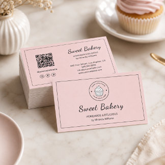 Carte De Visite Logo de boulangerie moderne QR Icônes de médias so