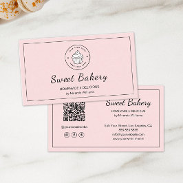 Carte De Visite Logo de boulangerie moderne QR Les icônes des médi
