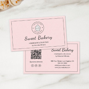 Carte De Visite Logo de boulangerie moderne QR Les icônes des médi