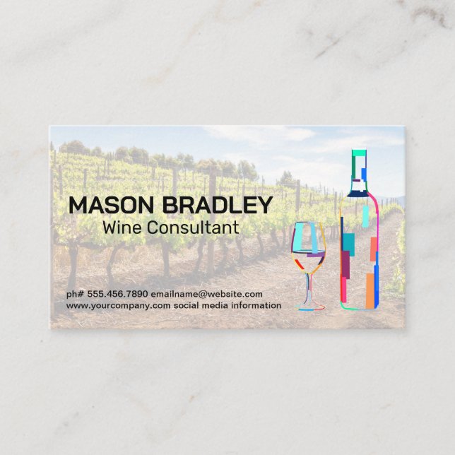 Carte De Visite Logo de bouteille de vin artistique | Vignoble (Devant)