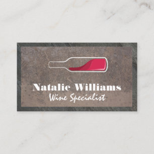 Carte De Visite Logo de bouteille de vin rouge   Fond rustique