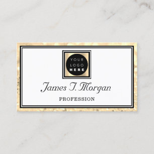 Carte De Visite Logo de cadre de Parties scintillant Gold White pr