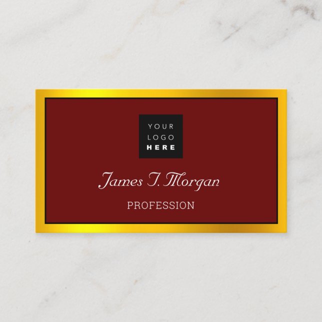 Carte De Visite Logo de cadre professionnel élégant Black Burgund  (Devant)