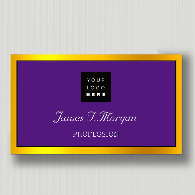 Carte De Visite Logo de cadre professionnel élégant Black Purple G (Créateur téléchargé)