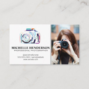 Carte De Visite Logo de caméra artistique   Femme tenant un appare