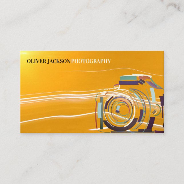 Carte De Visite Logo de caméra artistique | Lens Light Trails (Devant)