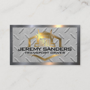Carte De Visite Logo de camion métal d'or   Arrière - plan métalli