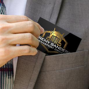 Carte De Visite Logo de camion métal d'or   Black Gloss